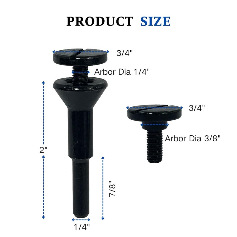 Banmo Abrasive Mounting Mandrel for Cut-Off Wheels W/3/8 Arbor Hole, 1/4" Stem, Mounting Mandrel 3/8" & 1/4" Arbor Hole for Type 1, 1/4 Shank Stem Die Grinder/Drill Attachment - Image 2